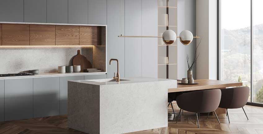 Material selection process for countertop finishes in Colorado kitchen remodel