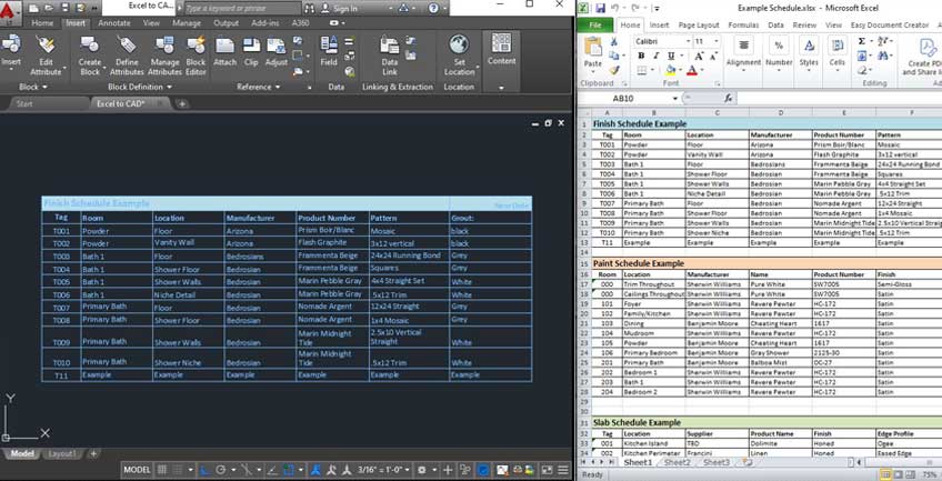Workflow bridge between Excel and CAD in a Denver interior studio
