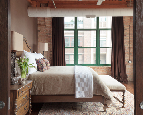 bedroom with exposed brick idea