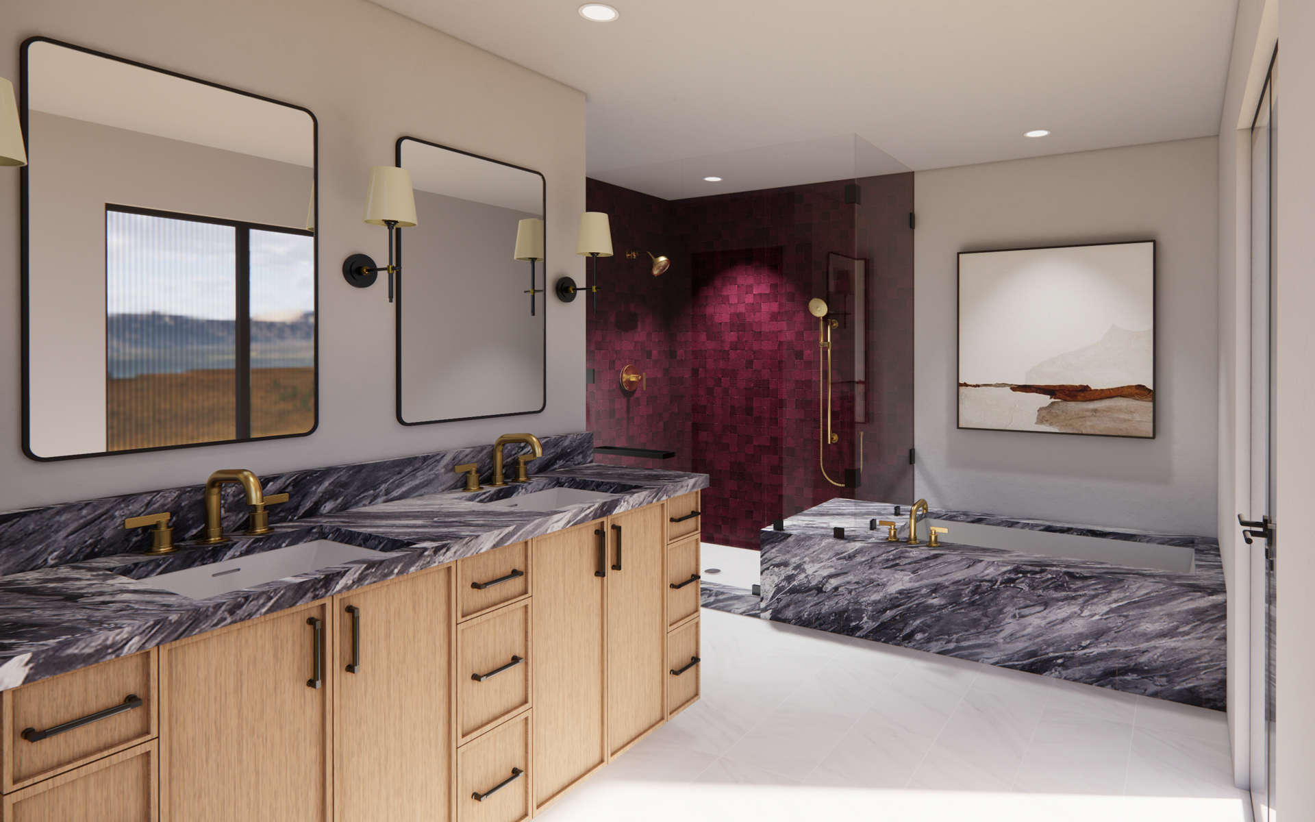 3D bathroom rendering showcasing contemporary Denver interior design